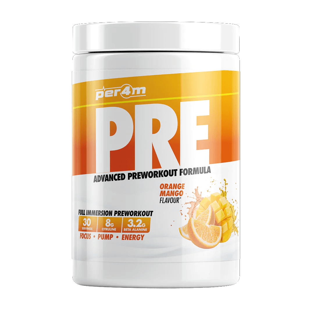 Per4m Pre Workout Size: 570g Flavour: Orange Mango