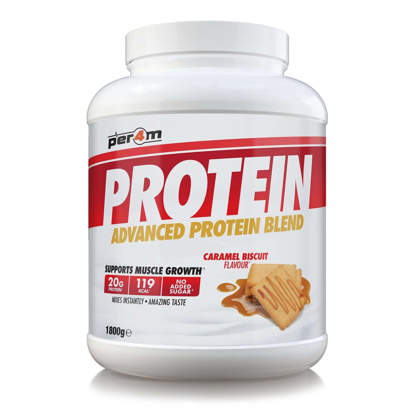 Per4m Advanced Protein Blend Size: 1.8kg Flavour: Caramel Biscuit