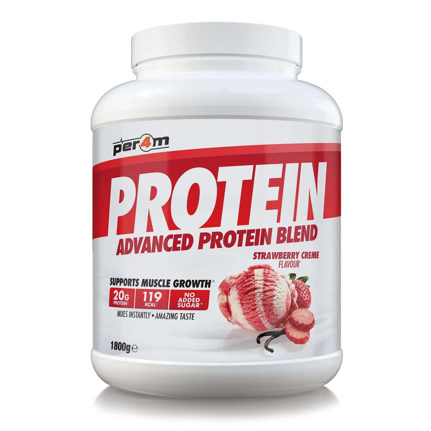 Per4m Advanced Protein Blend Size: 1.8kg Flavour: Strawberry Creme