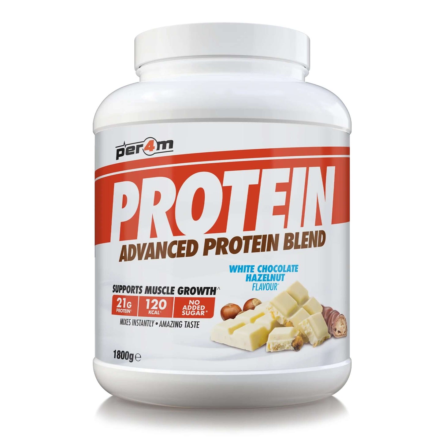 Per4m Advanced Protein Blend Size: 1.8kg Flavour: White Chocolate Hazelnut