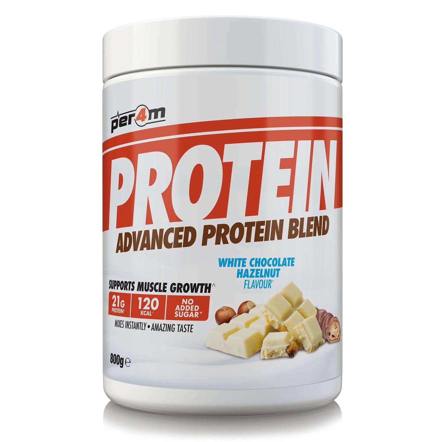 Per4m Advanced Protein Blend Size: 800g Flavour: White Chocolate Hazelnut