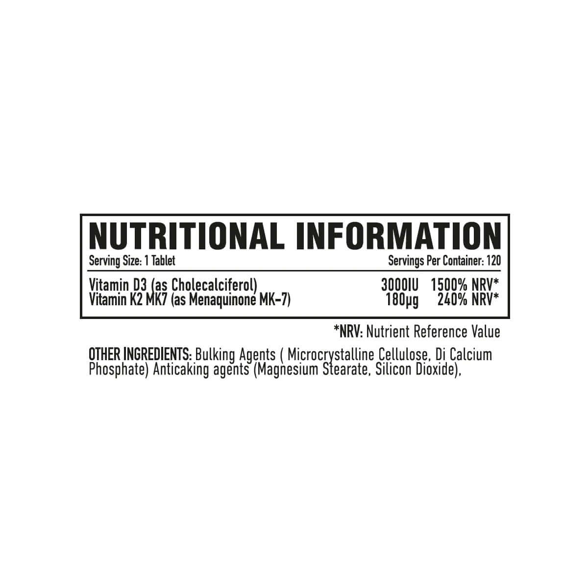Per4m D3 Plus K2 Nutrition Facts