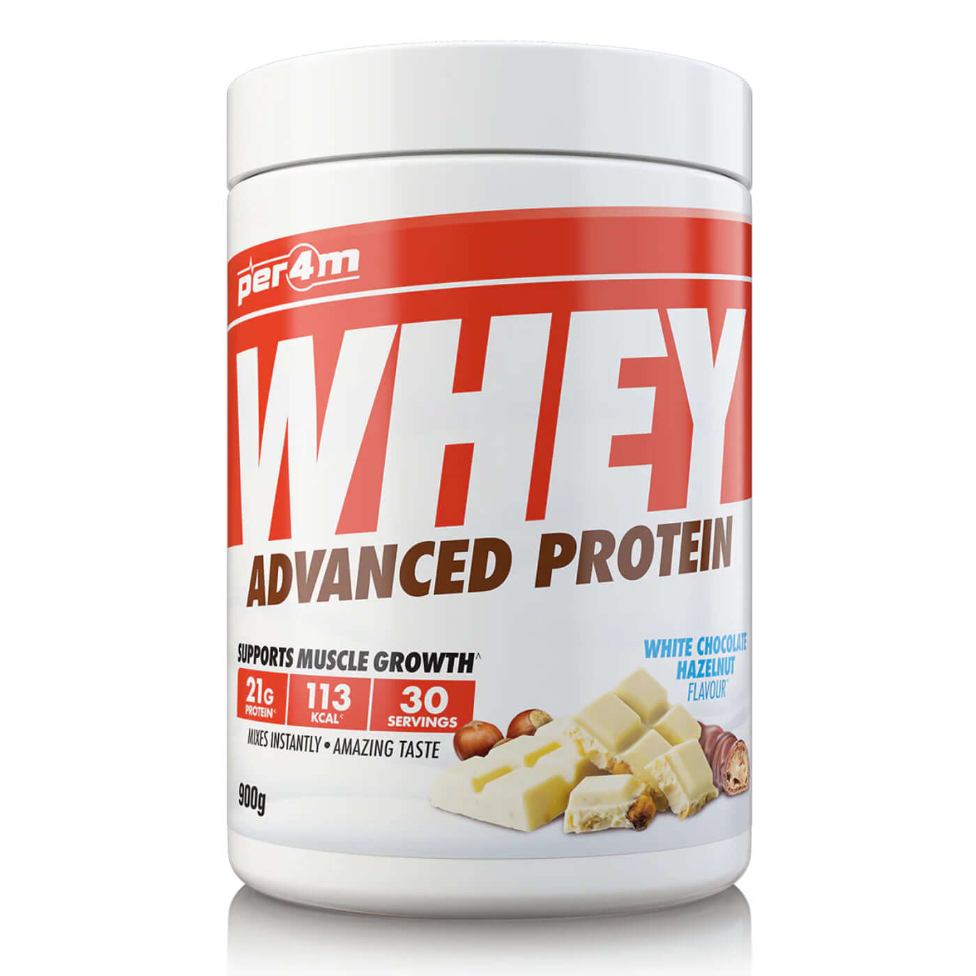 Per4m Whey Protein Size: 900g Flavour: White Chocolate Hazelnut