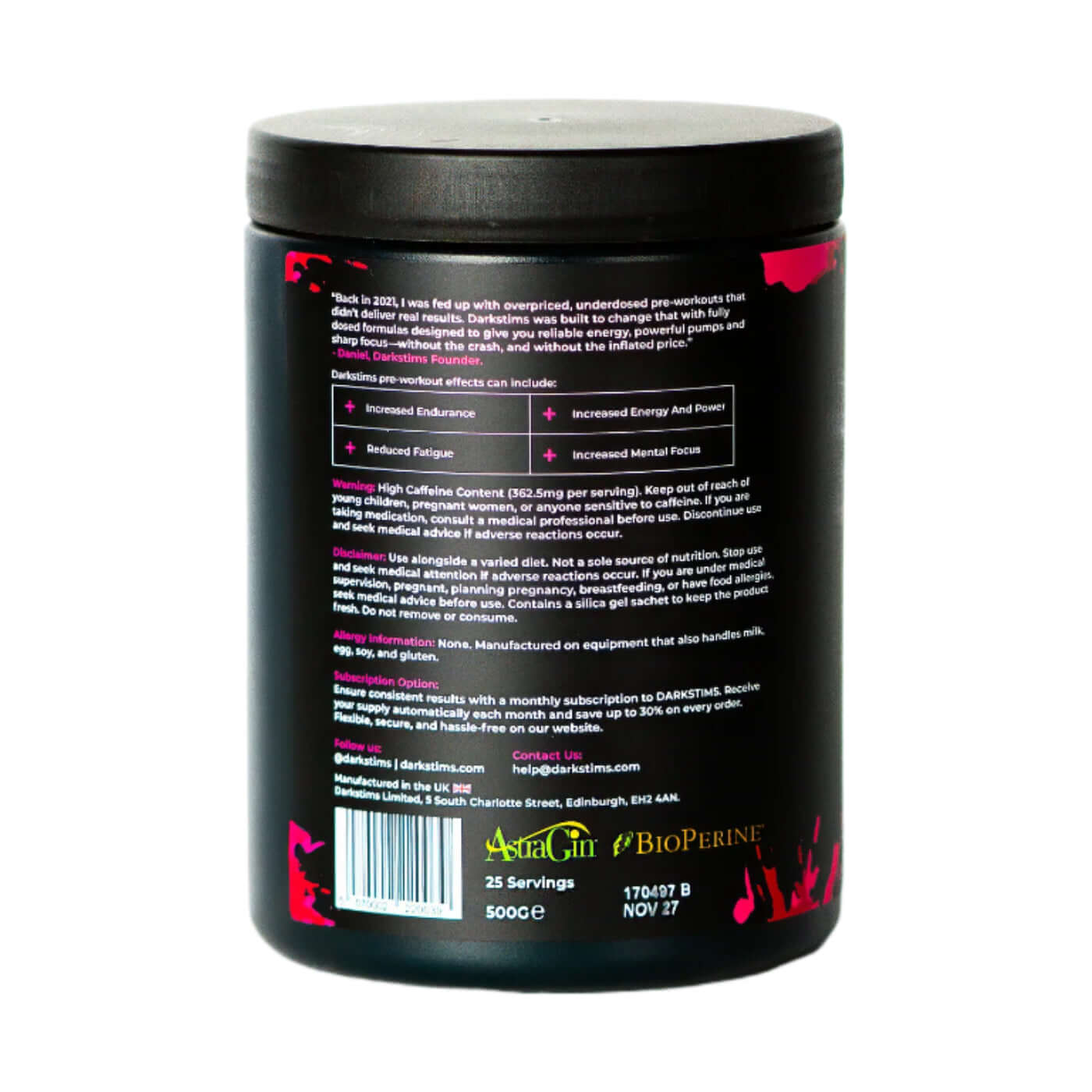 DarkStims Pre Workout V4 Label 2