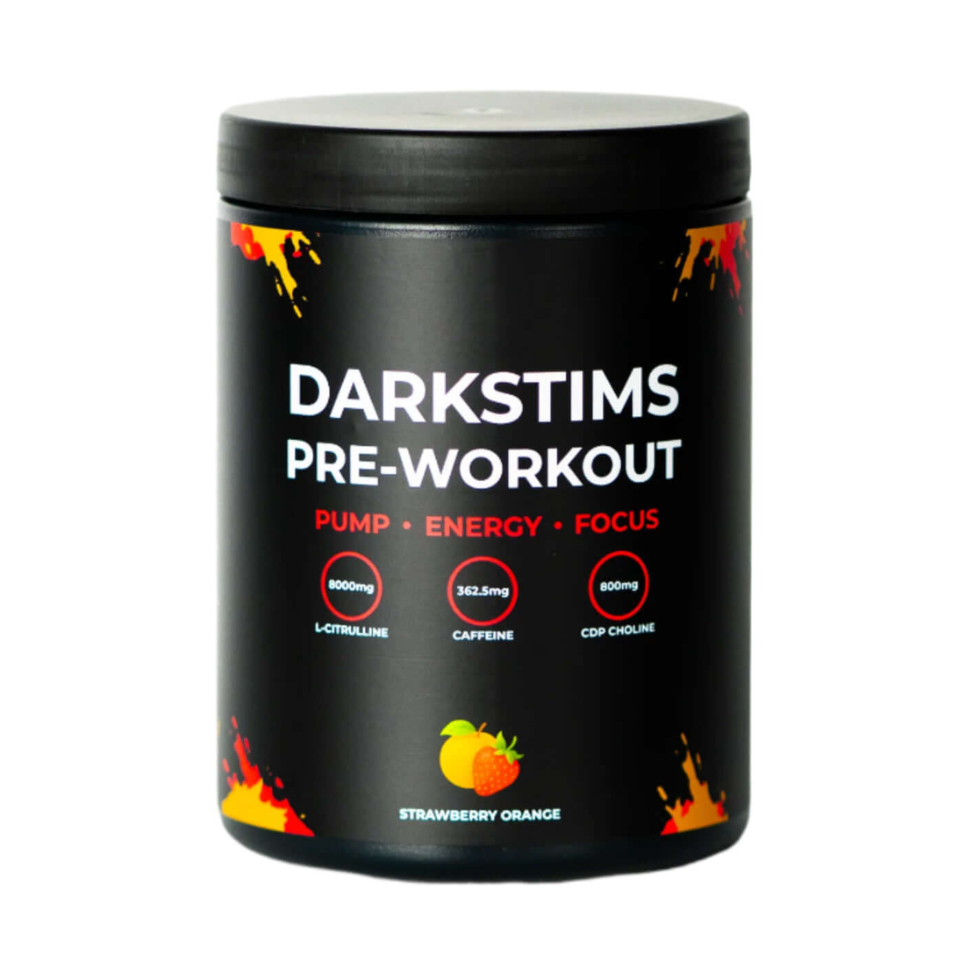 DarkStims Pre Workout V4 Size: 500g Flavour: Strawberry Orange