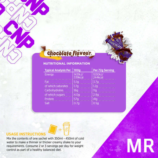 CNP MR Single Sachet Size: 1 x 72g Sachet Flavour: Vanilla