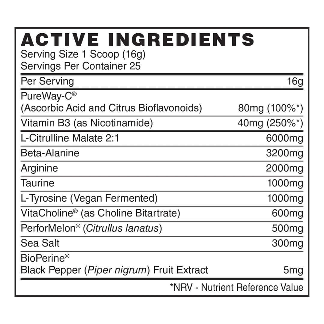 Naughty Boy Pump Nutrition Facts