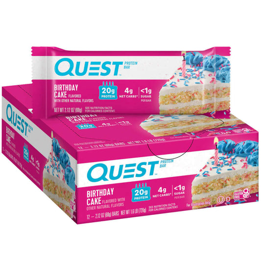 Quest Nutrition Bars Size: 12 x 60g Flavour: Birthday Cake