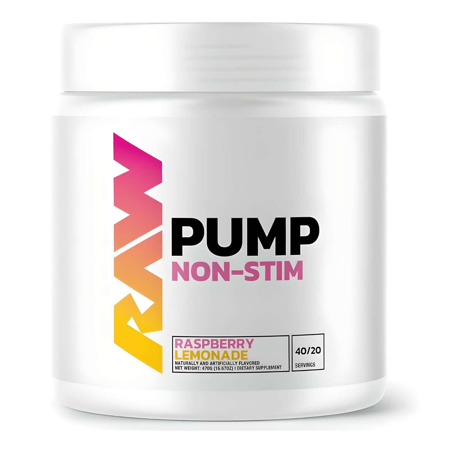 Raw Nutrition Pump Non Stim Pre Workout Size: 480g Flavour: Strawberry Lemonade
