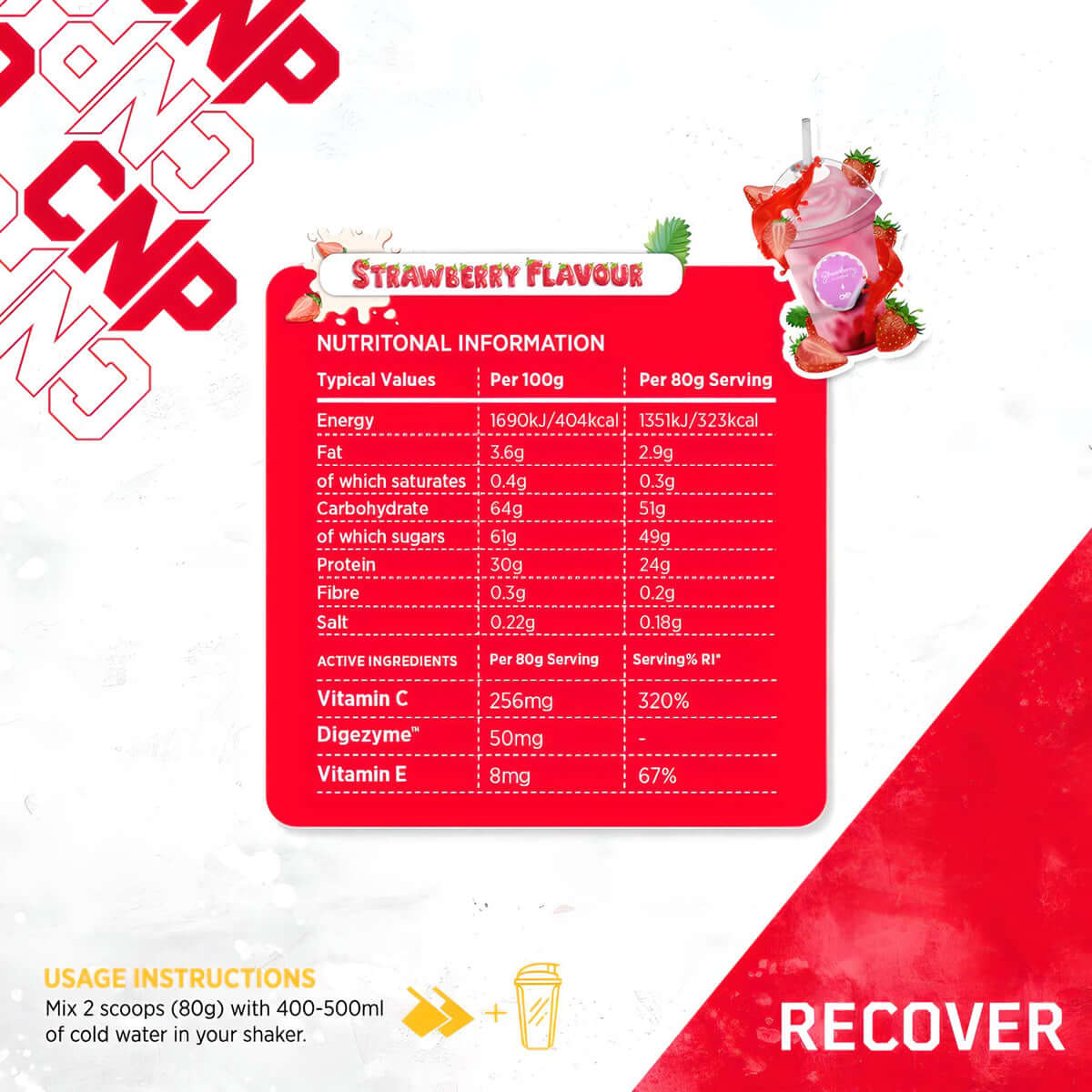 CNP Pro Recover Nutrition Facts