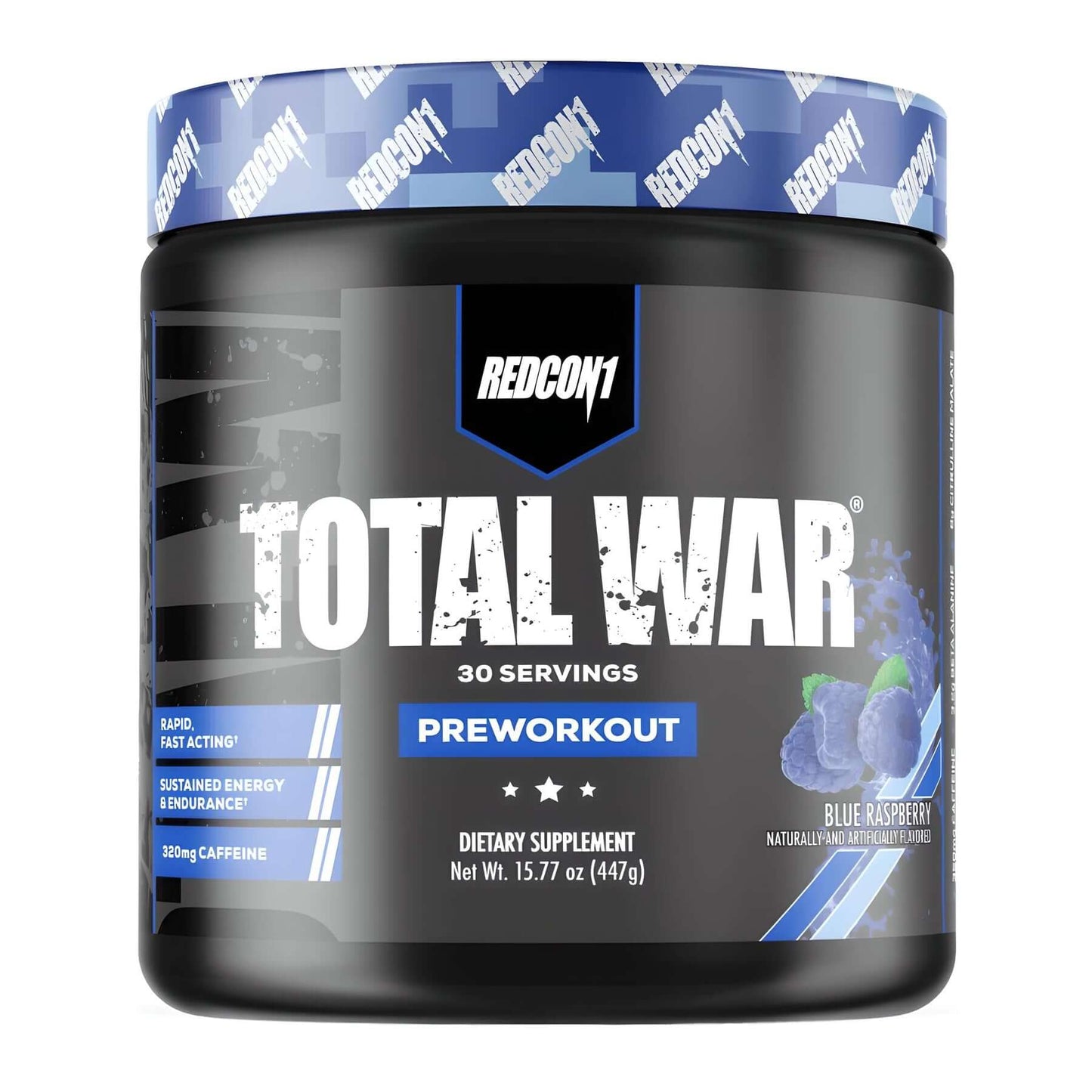 Redcon1 Total War Pre Workout Size: 30 Svgs Flavour: Blue Raspberry