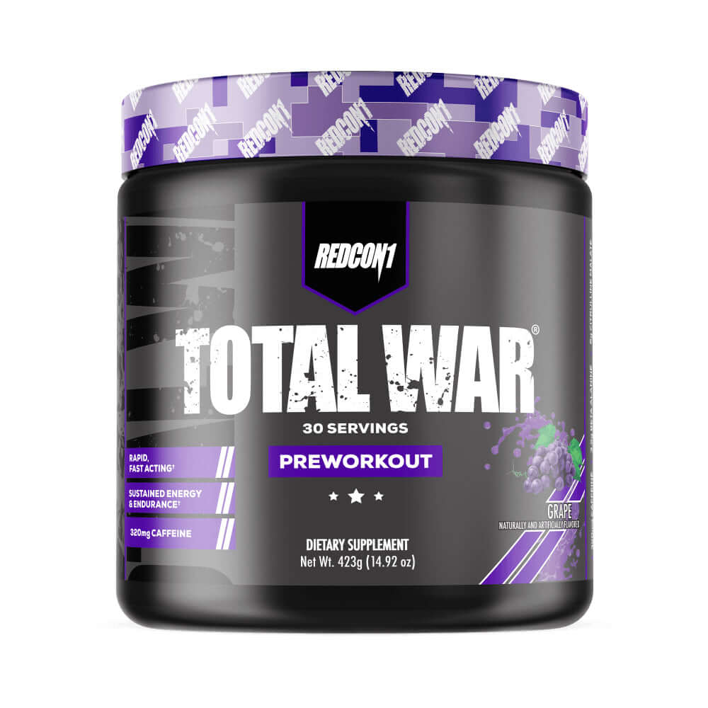 Redcon1 Total War Pre Workout Size: 30 Svgs Flavour: Strawberry Kiwi