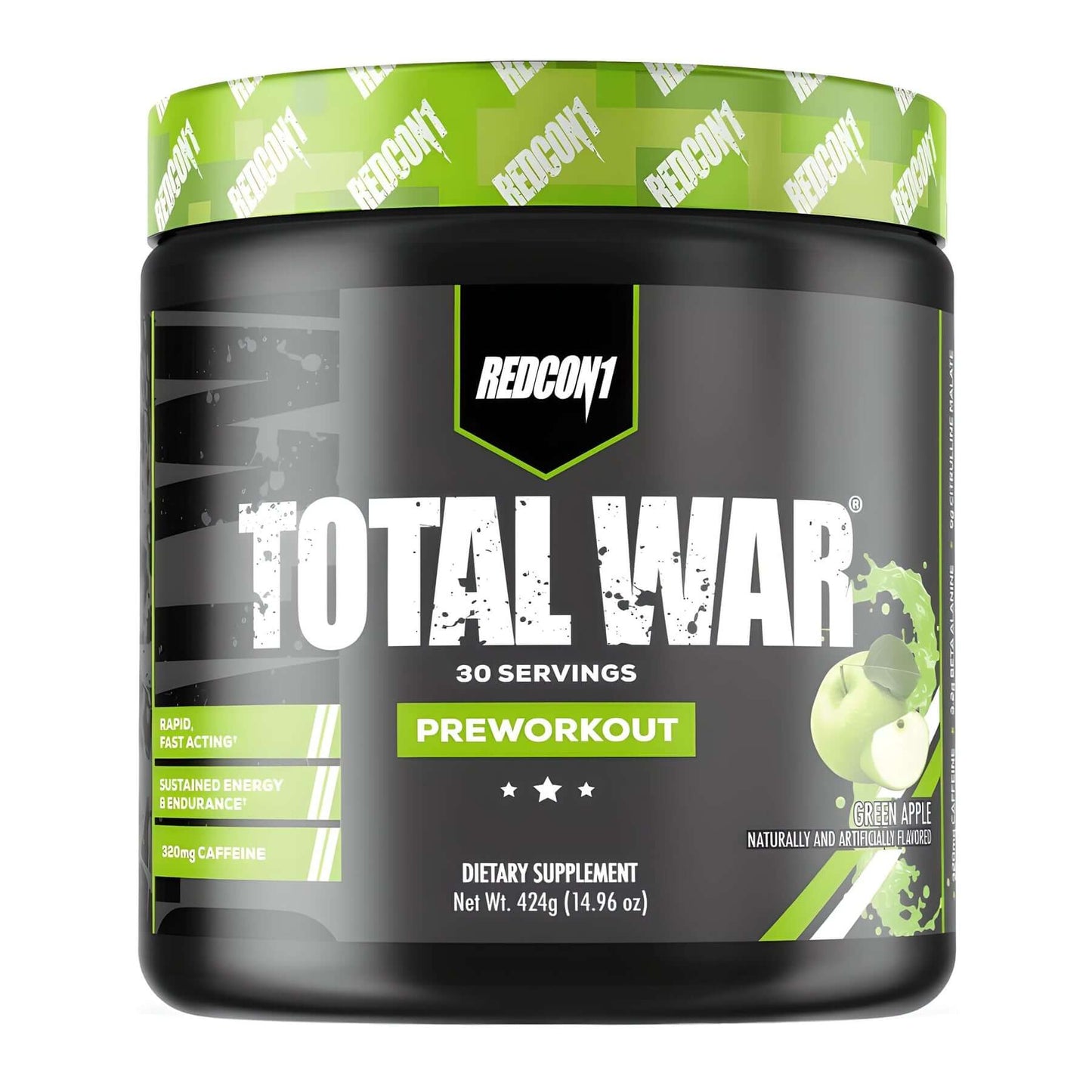 Redcon1 Total War Pre Workout Size: 30 Svgs Flavour: Green Apple