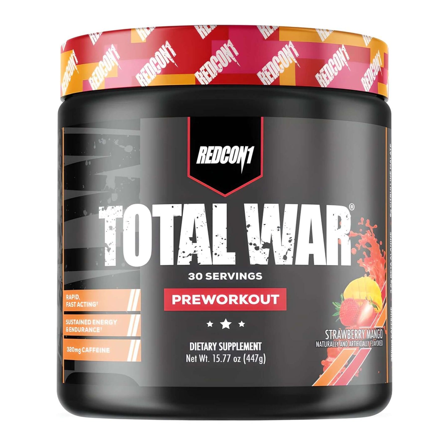 Redcon1 Total War Pre Workout Size: 30 Svgs Flavour: Strawberry Mango