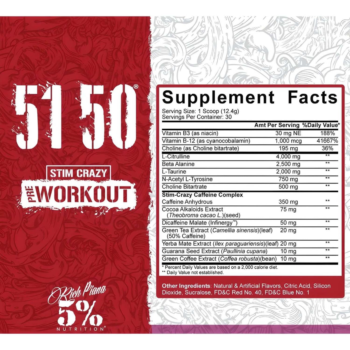 Rich Piana 5% Nutrition 5150 Nutrition Facts