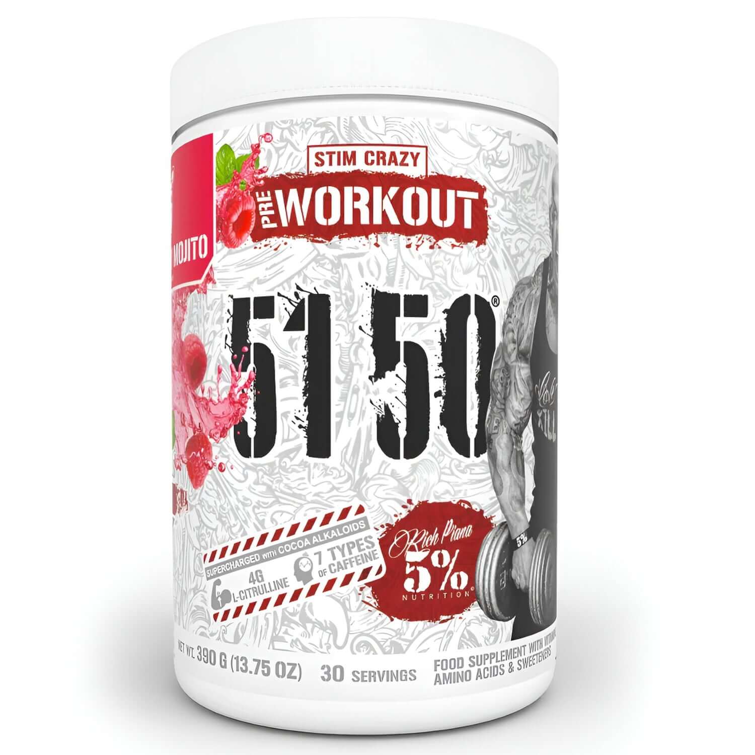 5150 Blue Raspberry Rich Piana 5% Nutrition 5150 Pre Workout | High Stim Formula