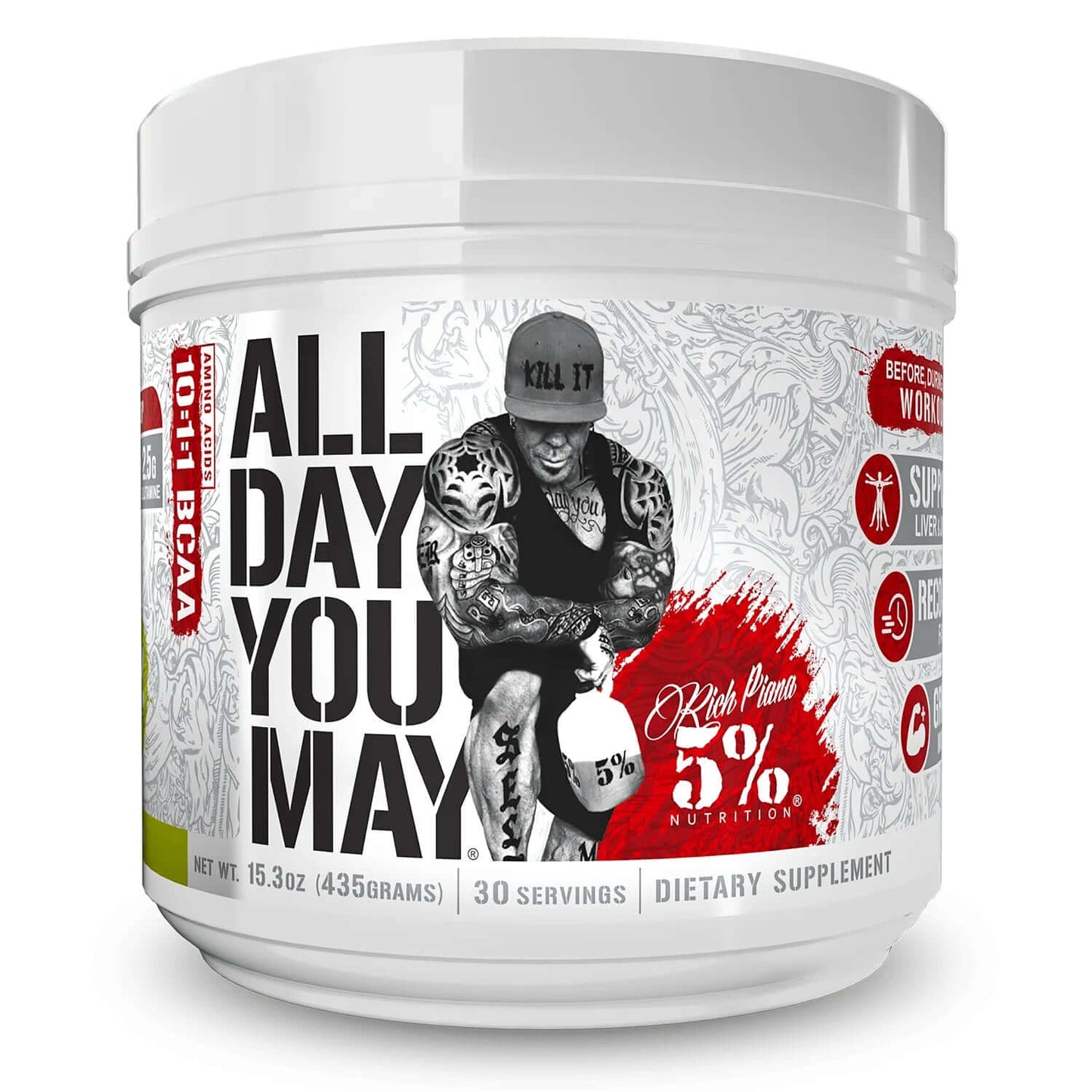 Rich Piana 5% Nutrition All Day You May Size: 30 Svgs Flavour: Blue Raspberry