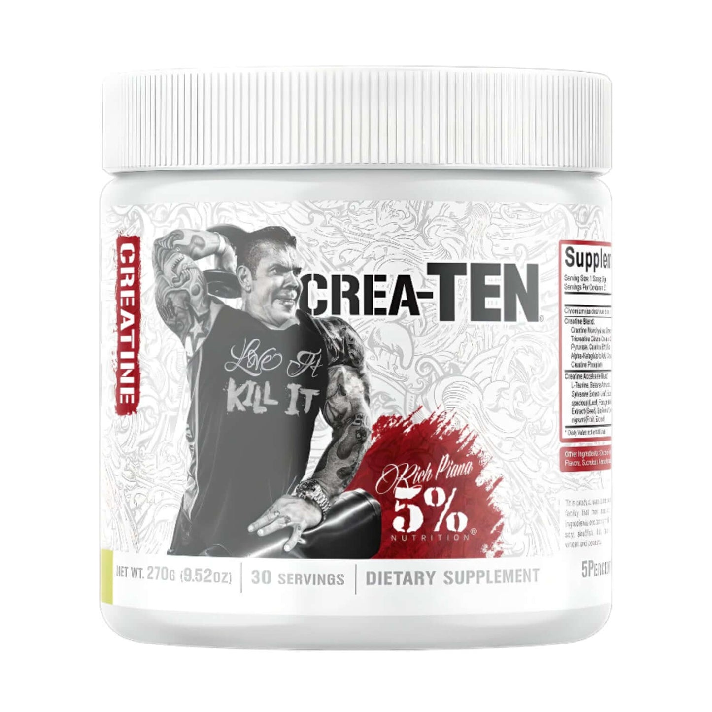 Rich Piana 5% Nutrition Crea Ten Size: 25 Svgs Flavour: Lemon & Lime