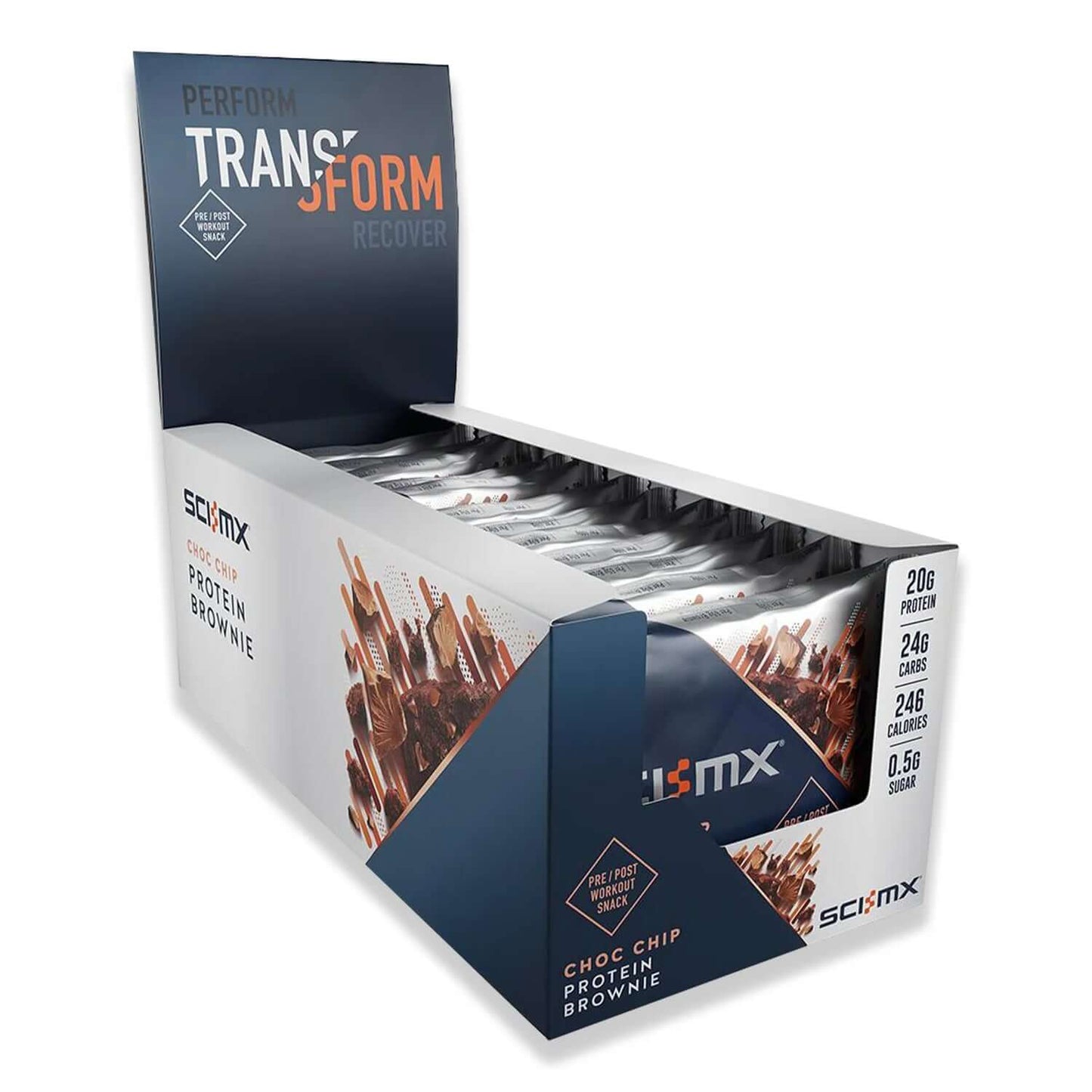 Sci-MX Protein Brownies Size: 12 x 65g Flavour: Chocolate Chip