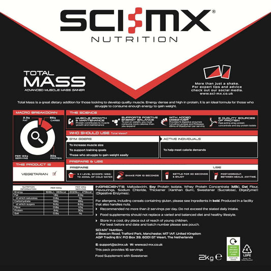 Sci-MX Total Mass Nutrition Facts