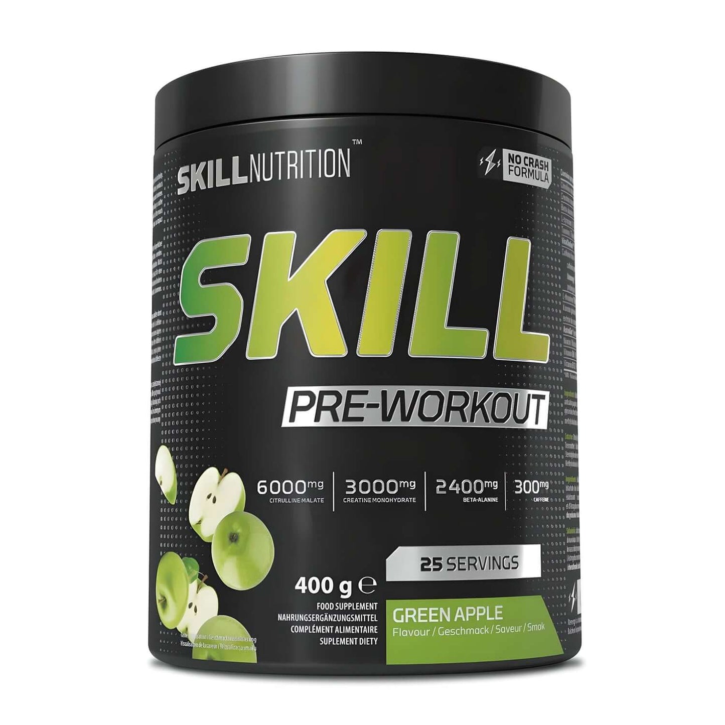 Skill Nutrition Skill Pre Workout Size: 25 Servings Flavour: Green Apple