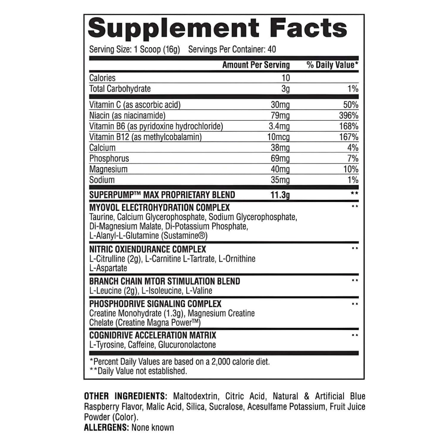 Gaspari Superpump Max Nutrition Facts