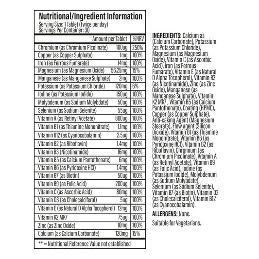 Trained By JP The One MultiVitamin Nutrition Facts