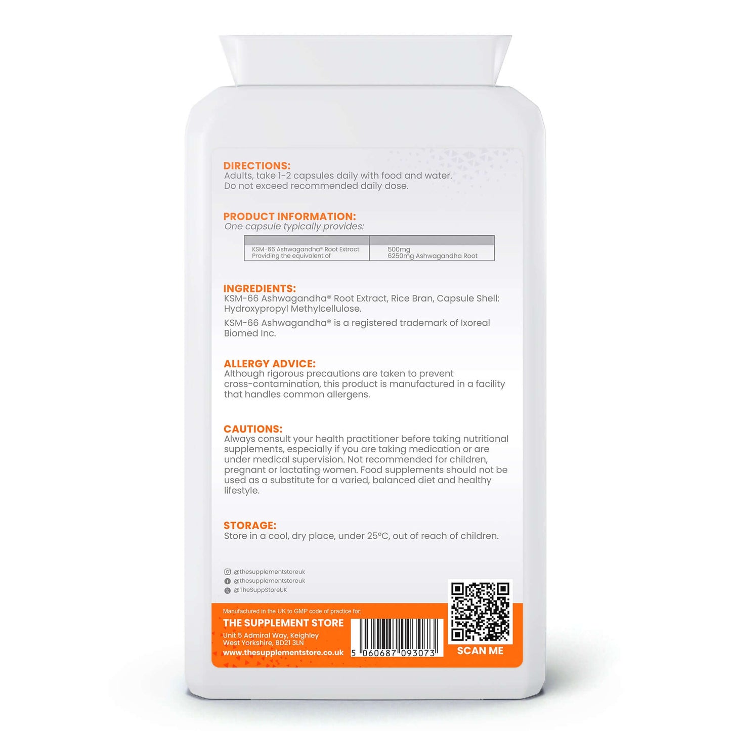 The Supplement Store Ashwagandha KSM-66 500mg Size: 90 Capsules