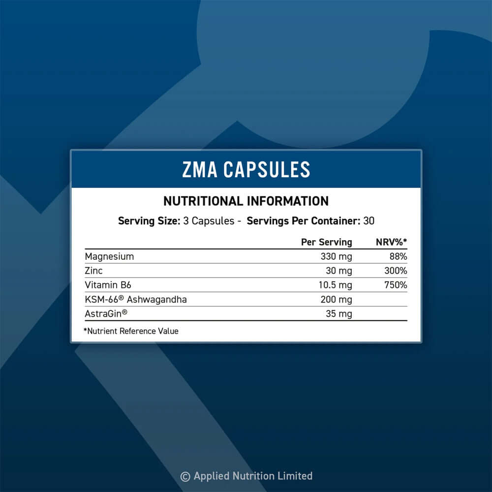 Applied Nutrition ZMA Pro Zinc Magnesium B6 Facts