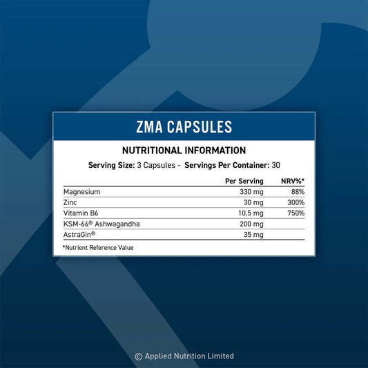 Applied Nutrition ZMA Pro Zinc Magnesium B6 Facts
