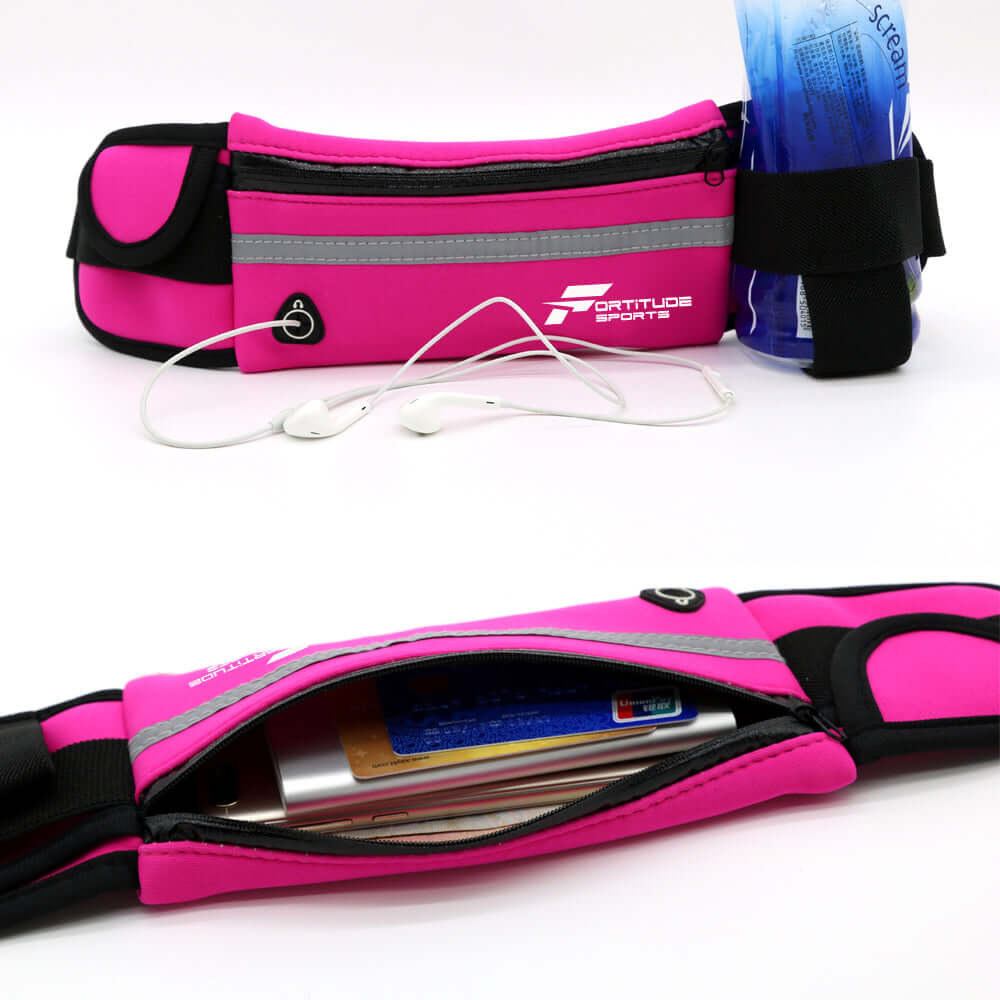 Fortitude Sports Waterproof Running Belt For Phone, Cash, Water Bottle