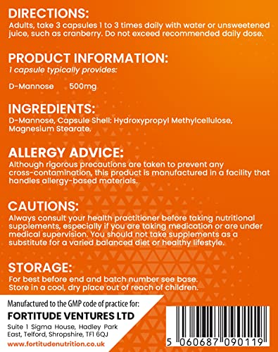 Fortitude Nutrition D-Mannose 500mg